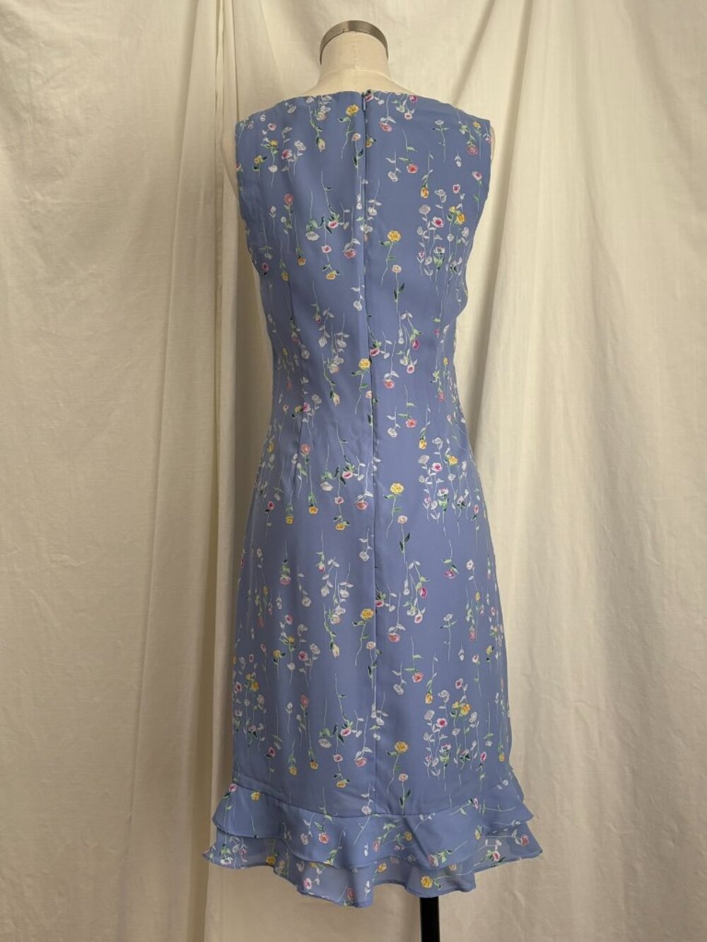 Vintage 90s Ronnie Nicole Blue Floral Dress Sz 10 Cottagecore Whimsy Dainty Soft - Picture 2 of 6
